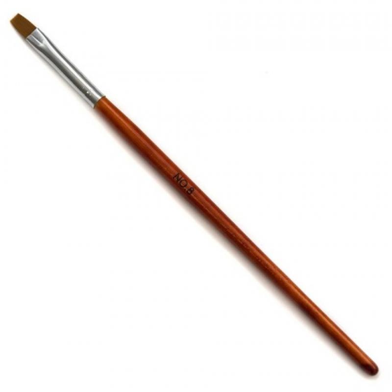 Mileo Кисть для гелю рівна плоска №8 коричнева ручка