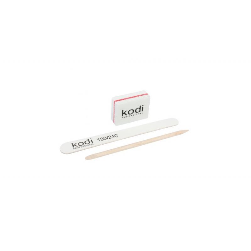 Kodi одноразовий Набір для манікюру (пилка,баф,апельсинова паличка)