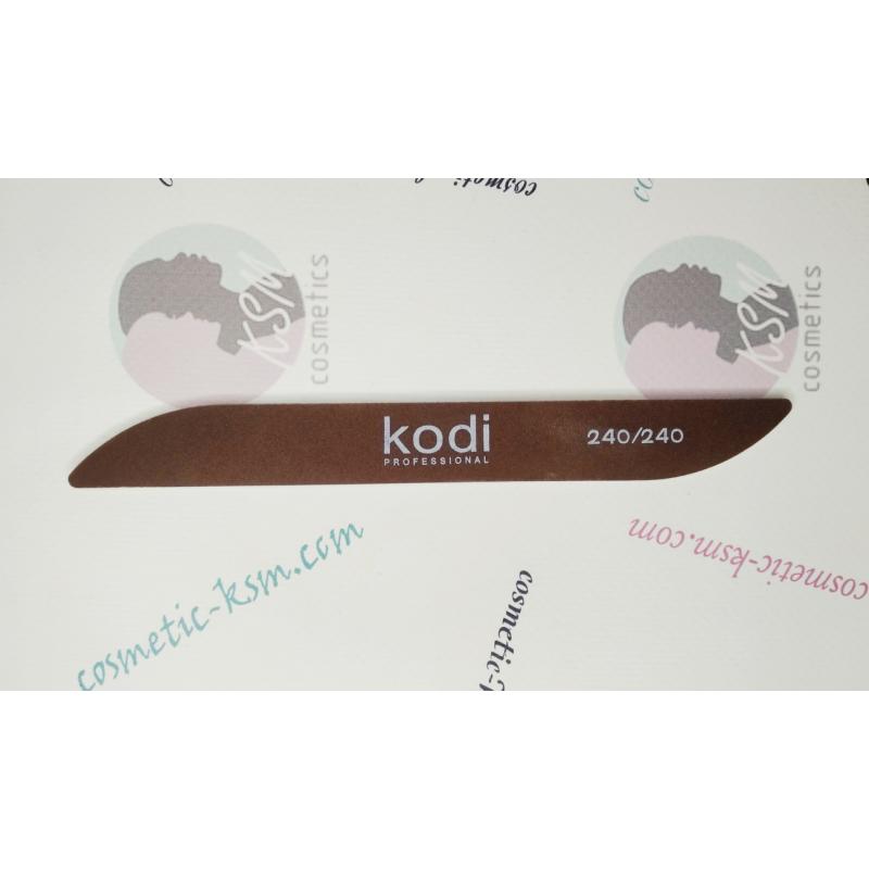 Kodi Пилка  абразивность 240/240 для ногтей в форме "Бумеранг" цвет:коричневый