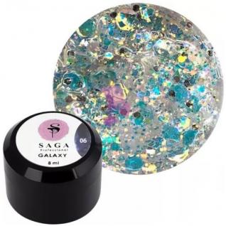 Гель-краска для дизайна Saga Galaxy Glitter 8 мл № 6